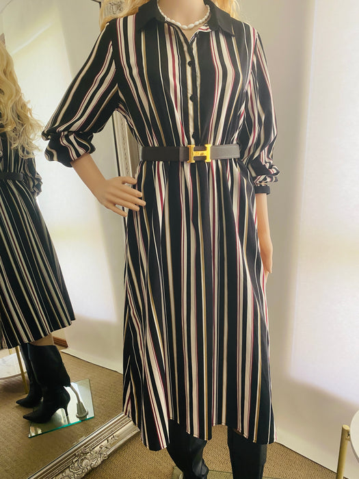 Estacot Collared Stripe Long Dress