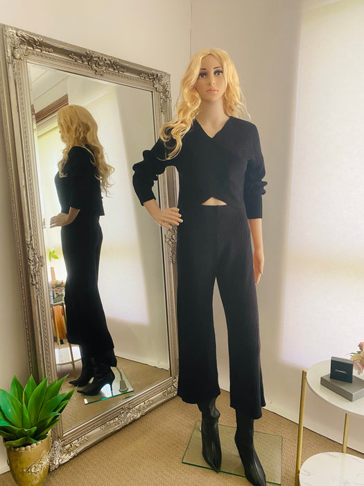 GRL Knitted Black Top/Pant Set