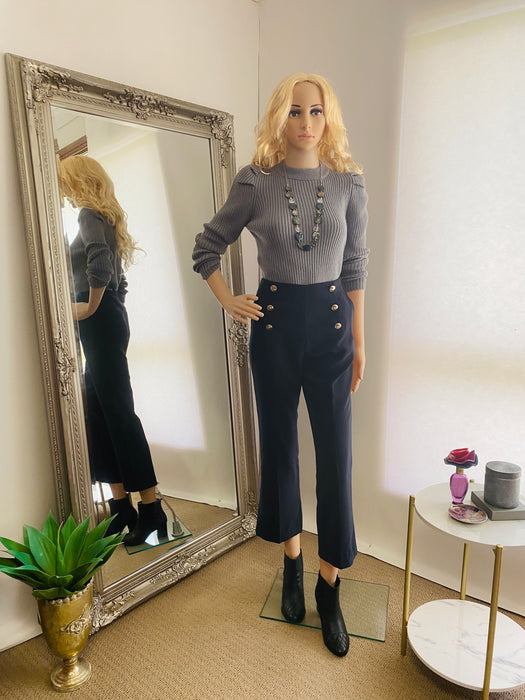 H&M Navy High Waist Bootcut Pant