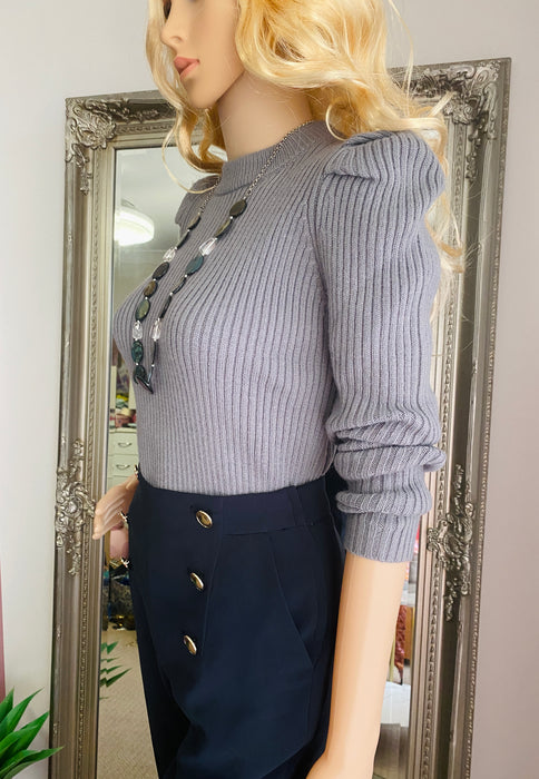 GRL Blueish Grey Knitted Top