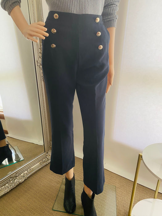 H&M Navy High Waist Bootcut Pant