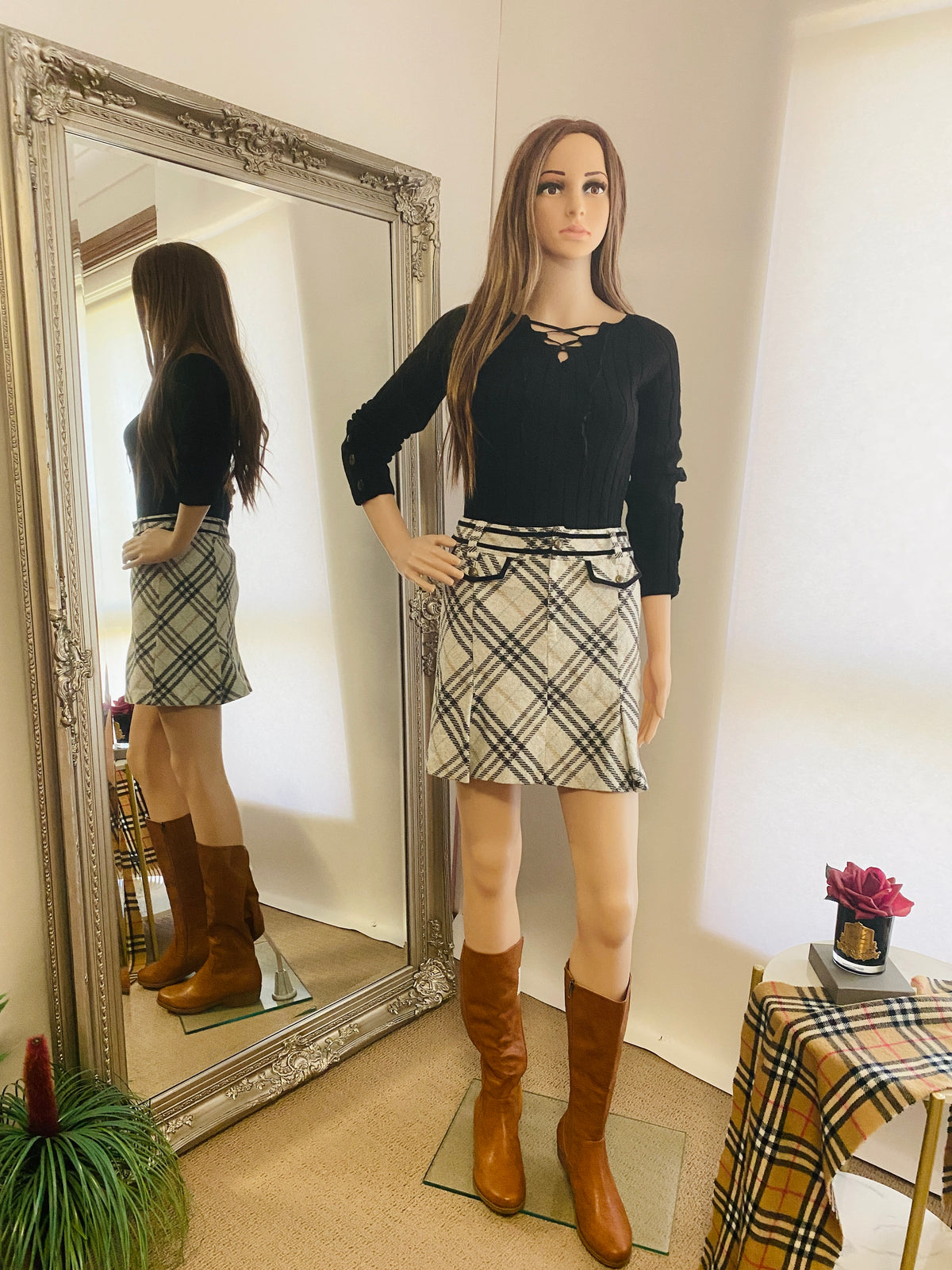 Burberry blue 2024 label skirt