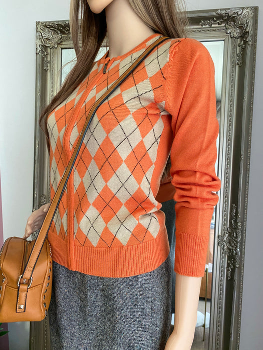 Anne Klein Harlequin Pattern Top