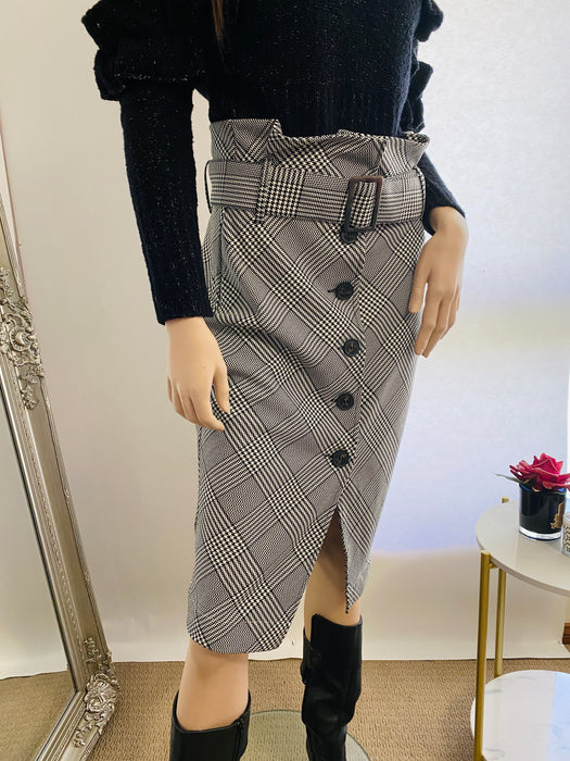 H&M Long Pencil Chequered Skirt