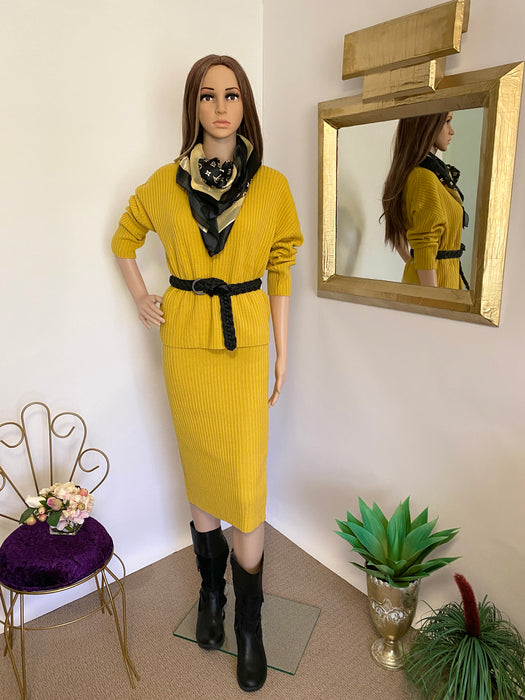 Park Girl Knitted Mustard Set