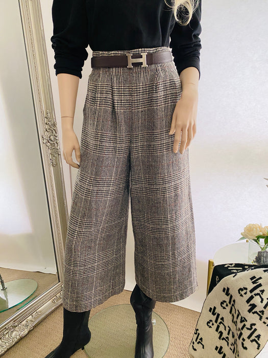 Ingni Dark Black/White Plaid Tweed Pant