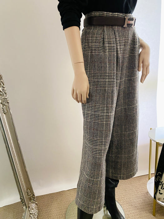 Ingni Dark Black/White Plaid Tweed Pant