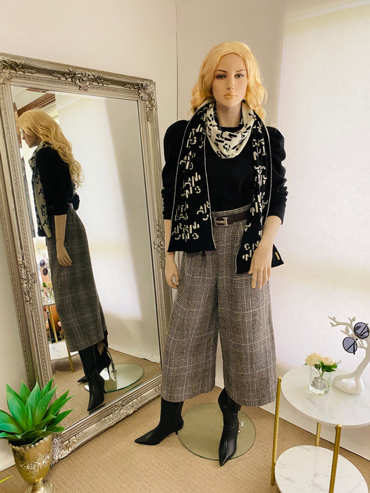 Ingni Dark Black/White Plaid Tweed Pant