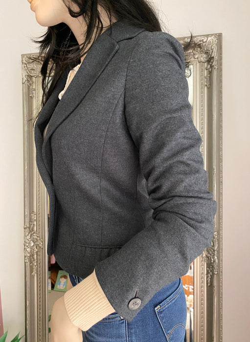 Natural Beauty Dark Grey Crop Blazer