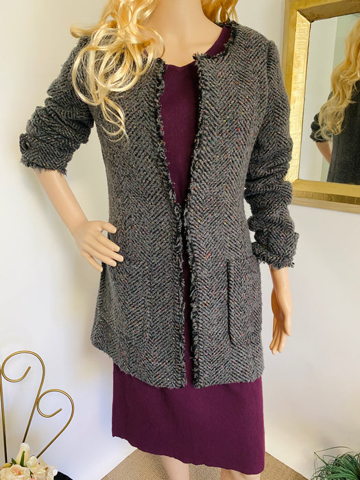 Ozoc Brand Chevron Tweed Coat