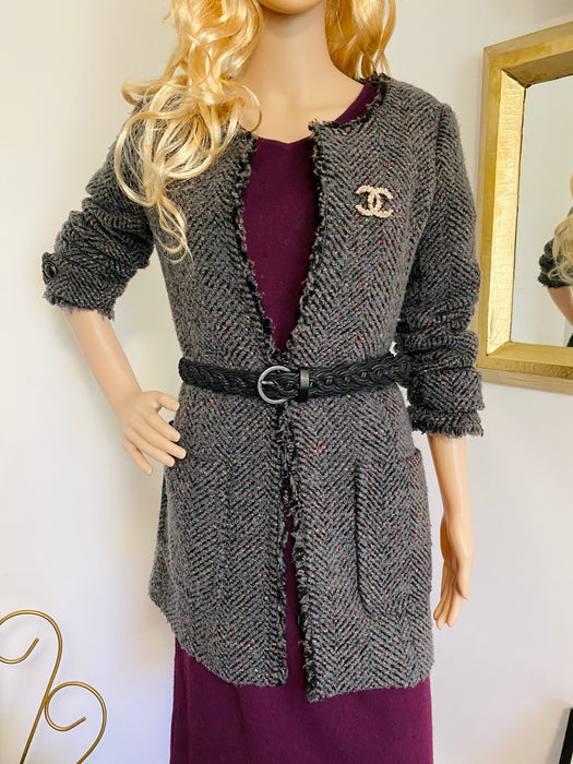 Ozoc Brand Chevron Tweed Coat