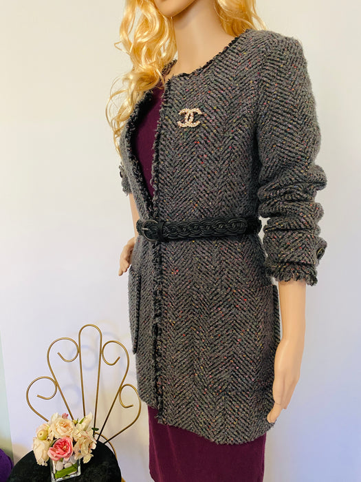 Ozoc Brand Chevron Tweed Coat