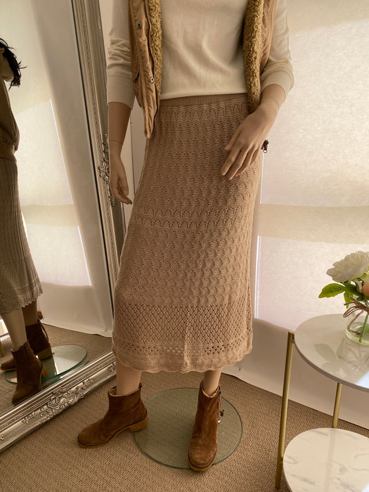 Global Works Beige Knitted Long Skirt