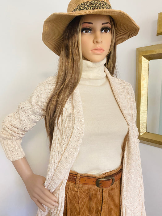 Des Pres Ivory Cable Knit Cardigan