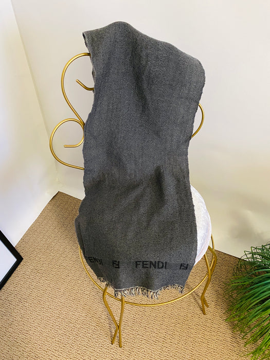 Fendi Dark Grey Lambswool Scarf