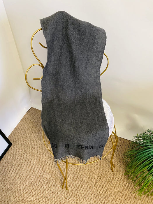 Fendi Dark Grey Lambswool Scarf