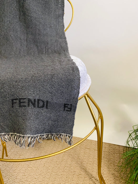 Fendi Dark Grey Lambswool Scarf