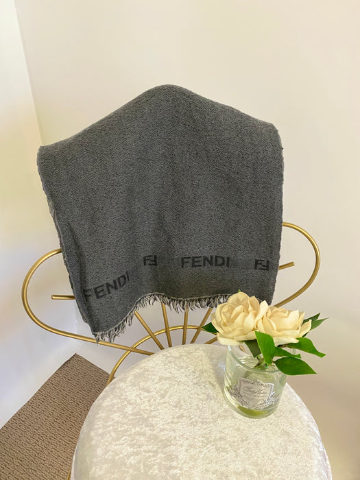 Fendi Dark Grey Lambswool Scarf