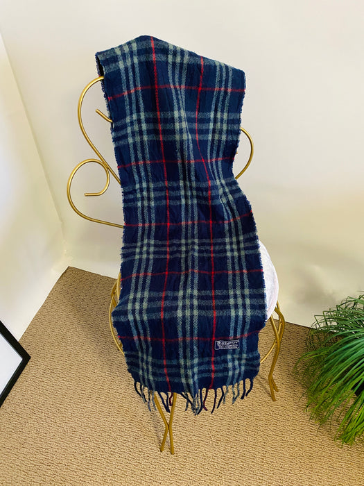 Burberrys London Midnight Blue Plaid Scarf