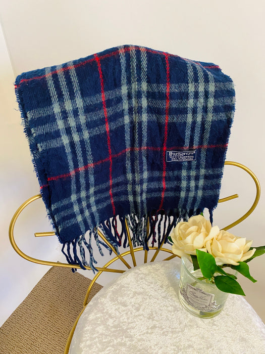 Burberrys London Midnight Blue Plaid Scarf